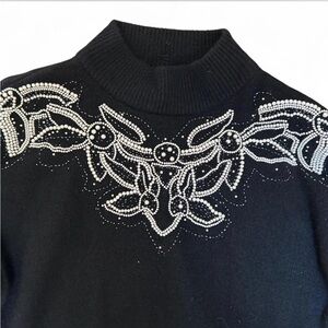 American Vintage Black Sweater with White Embellishments